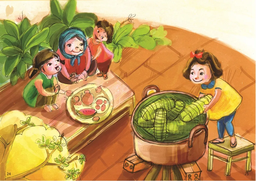 luộc bánh trưng ngày tết